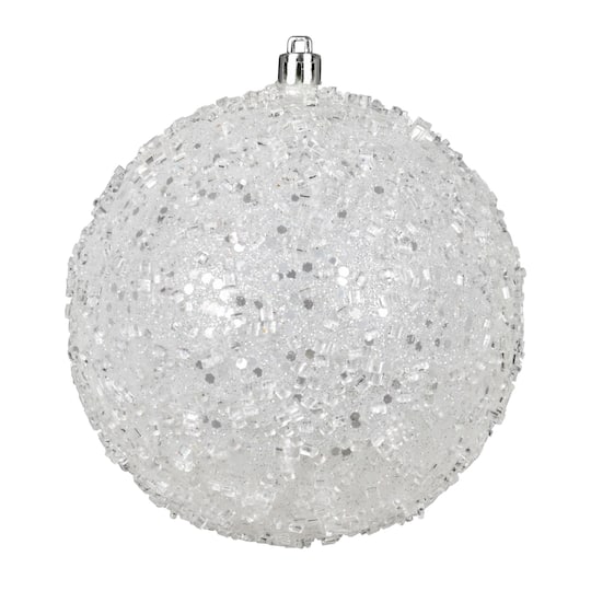 Vickerman White Glitter Hail Ball Christmas Ornaments